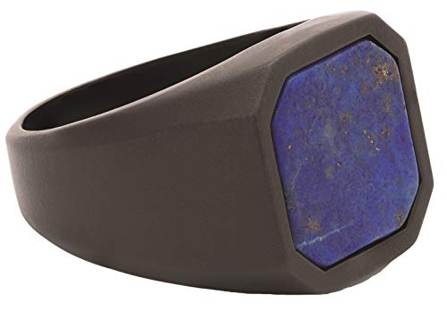 Tateossian Ceramic Signet Ring with Lapis, Blue