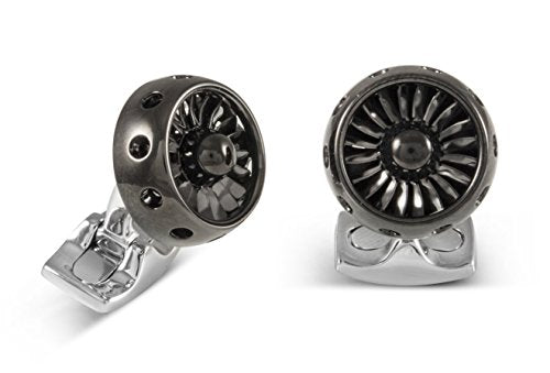 Deakin and Francis Fundamentals Mechanicals Jet Engine Cufflinks, Polished Black