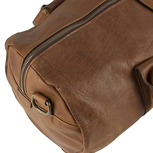Moore and Giles Heirloom Oak Reclaimed leather Duffel, Brown