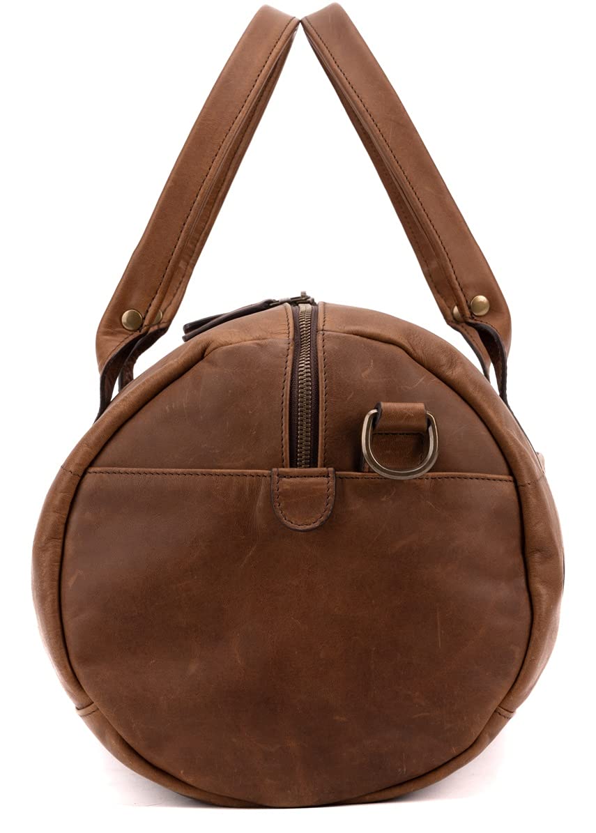 Moore and Giles Heirloom Oak Reclaimed leather Duffel, Brown