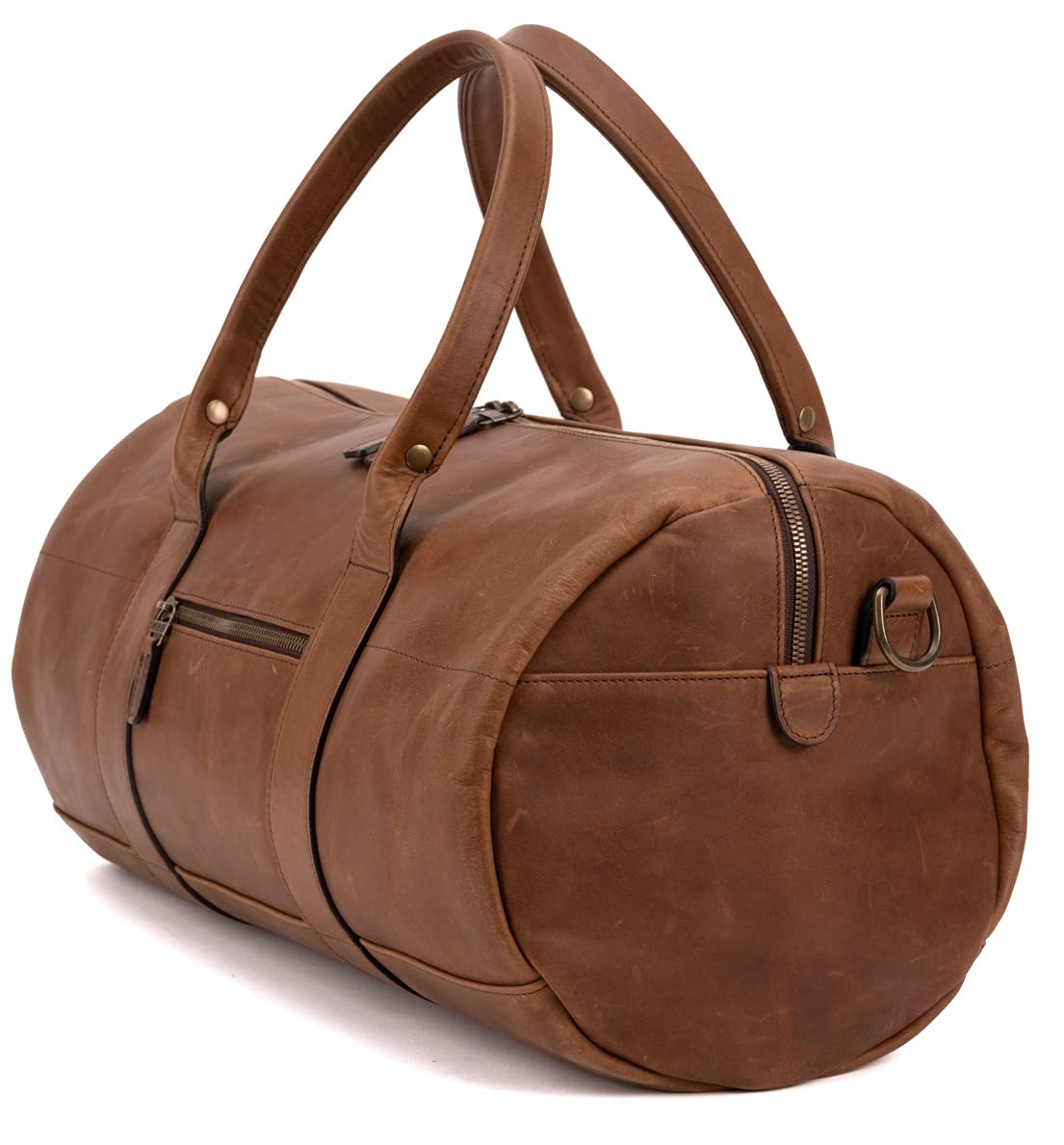 Moore and Giles Heirloom Oak Reclaimed leather Duffel, Brown