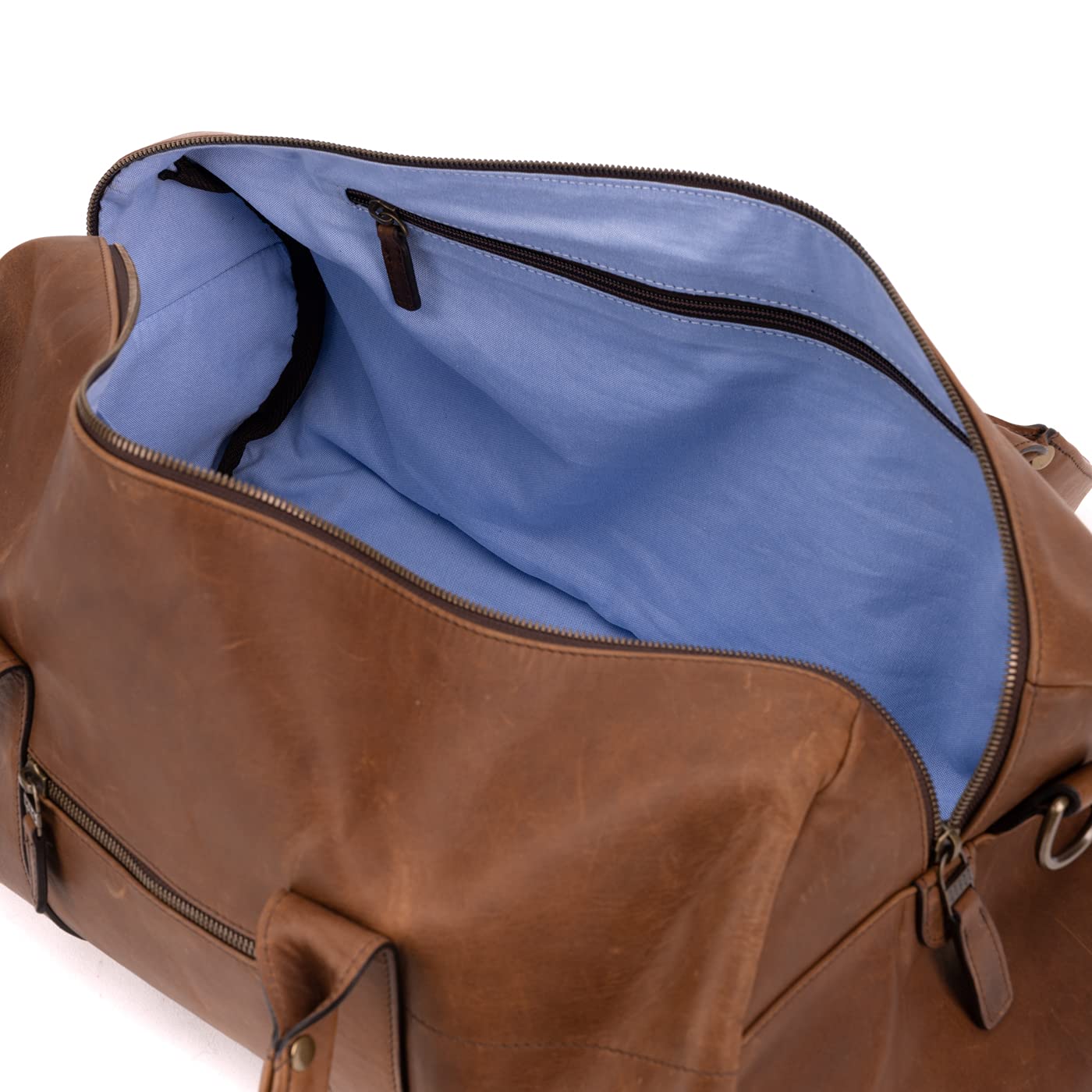 Moore and Giles Heirloom Oak Reclaimed leather Duffel, Brown