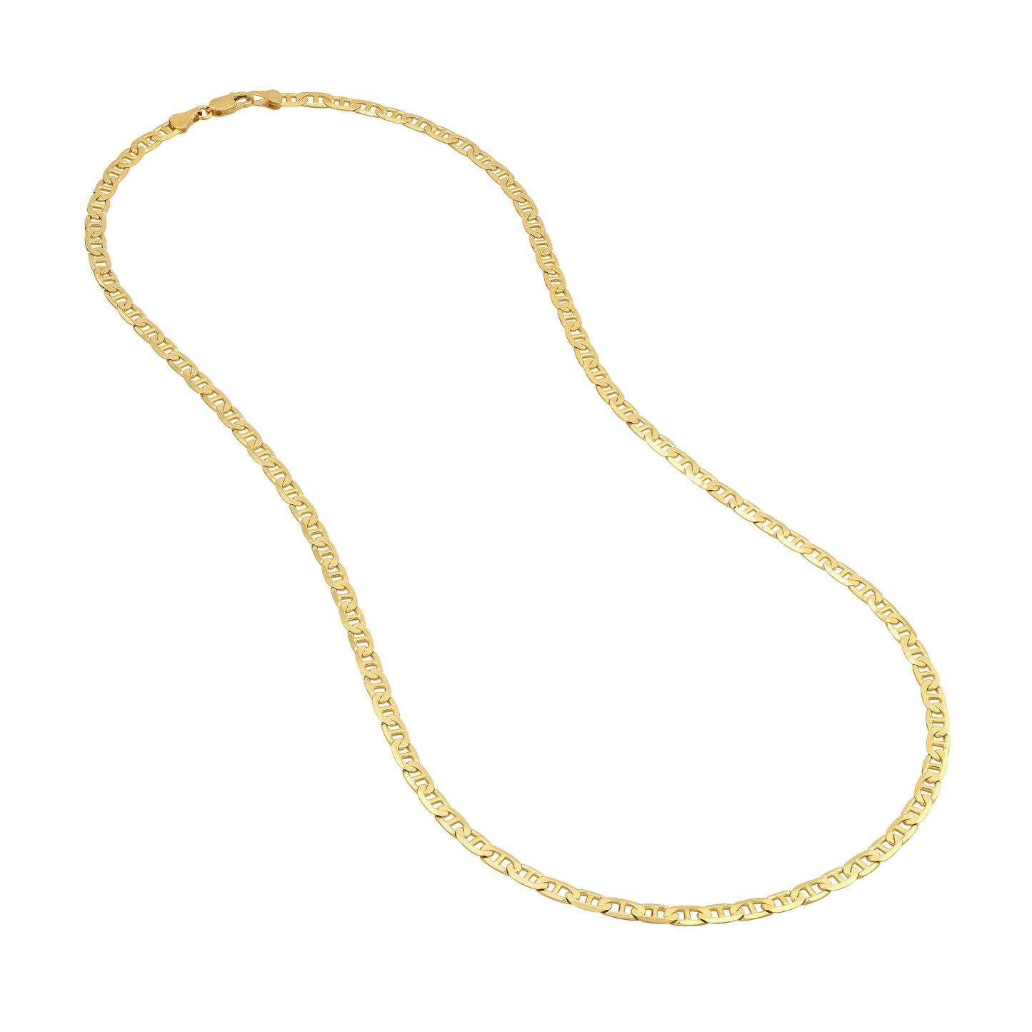 14k Gold Cuban Link Chain MARINER Necklace, 22 Inch and 24 Inch, 4.40 MM