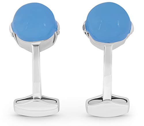 Tateossian Doctor Bulldog Cufflinks with Blue Swarovski Crystals, Blue