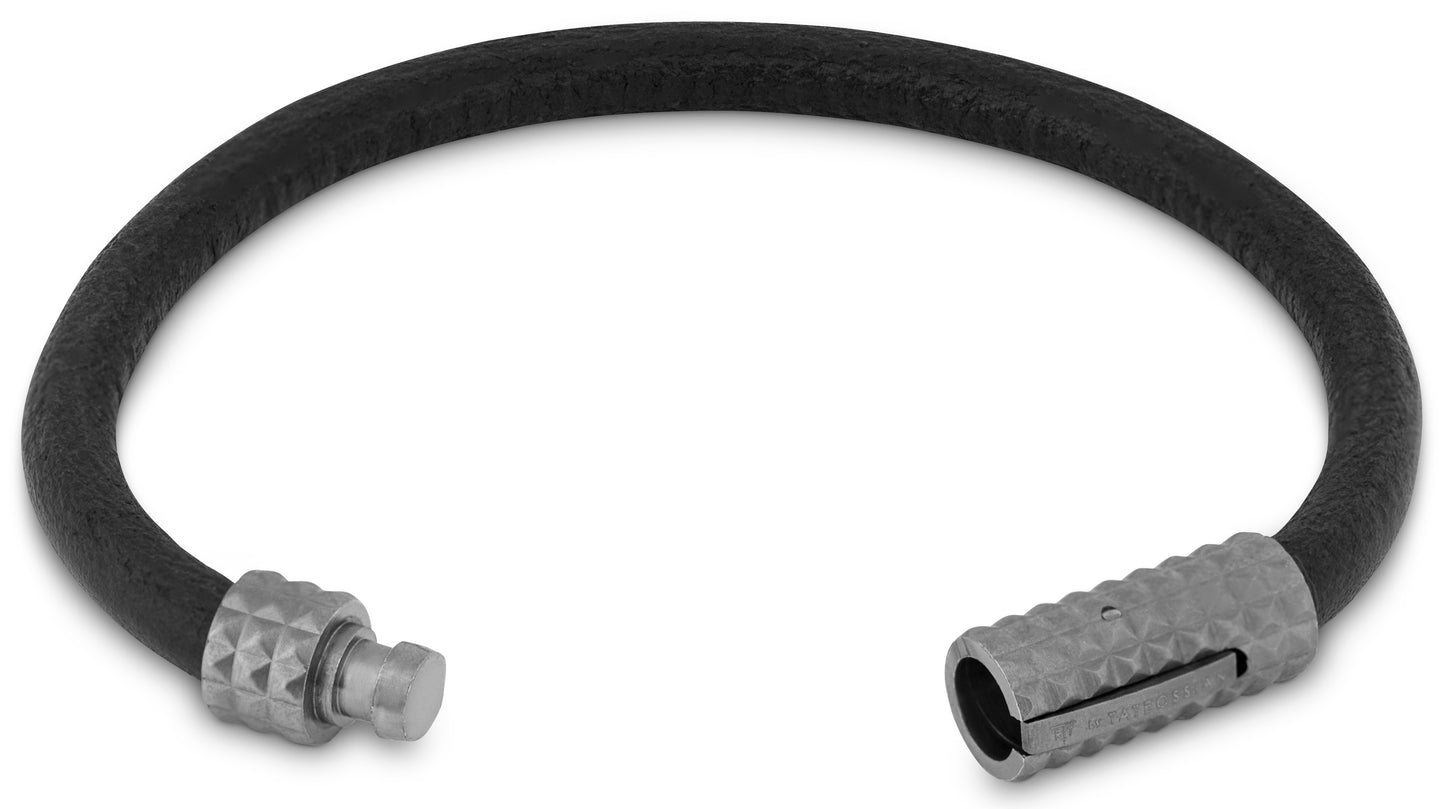 Tateossian Men's Diamond Giza Gunmetal Clasp Leather Bracelet