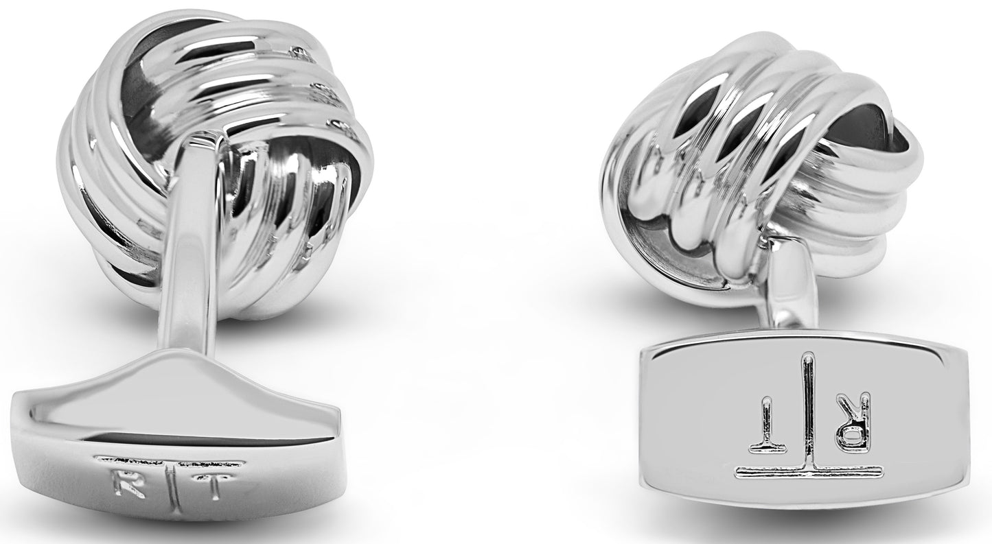 Tateossian Stainless Steel Silver Cable Knot Cufflinks