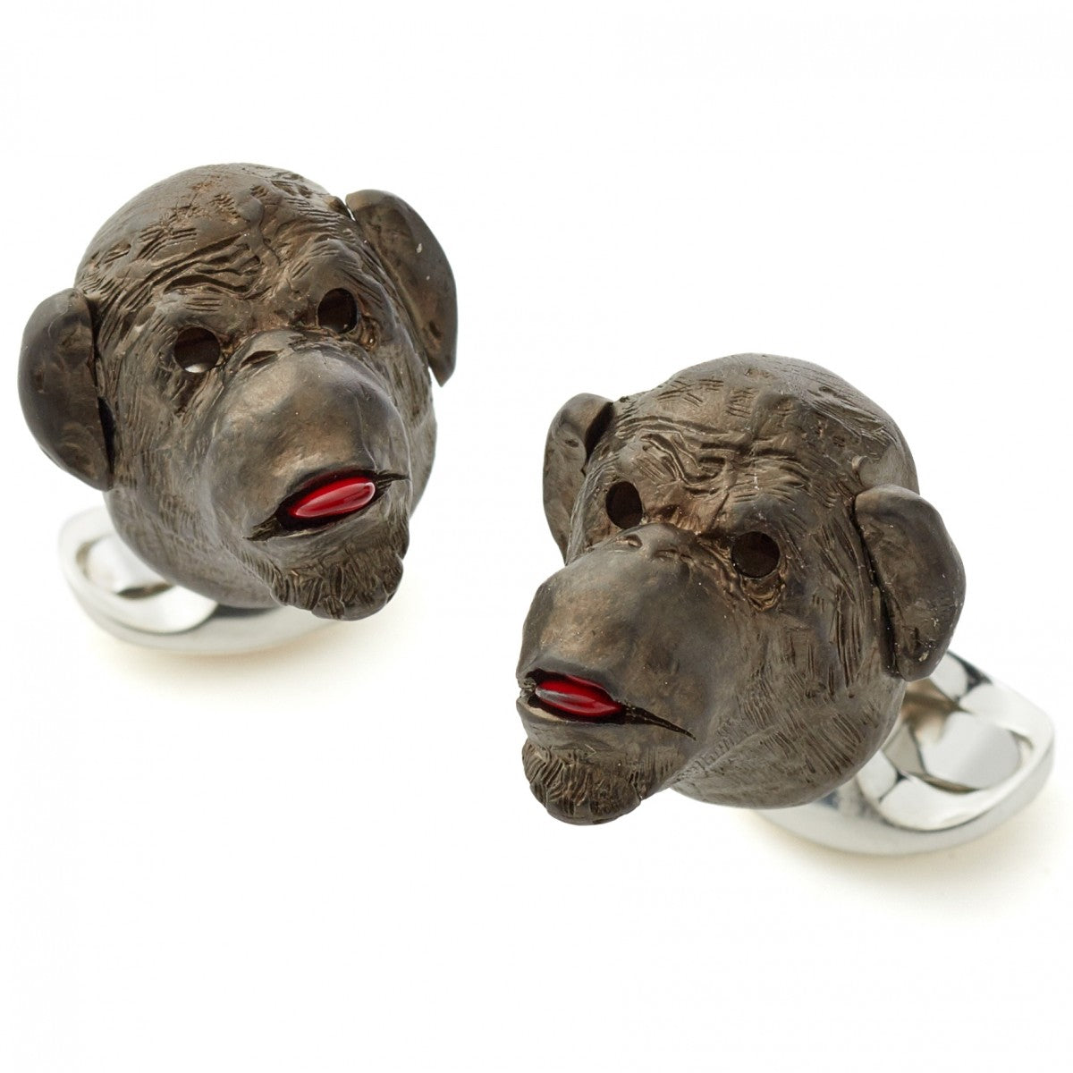 Deakin and Francis Sterling Silver Gold Plated Cheeky Monkey Cufflinks with Ruby Eyes