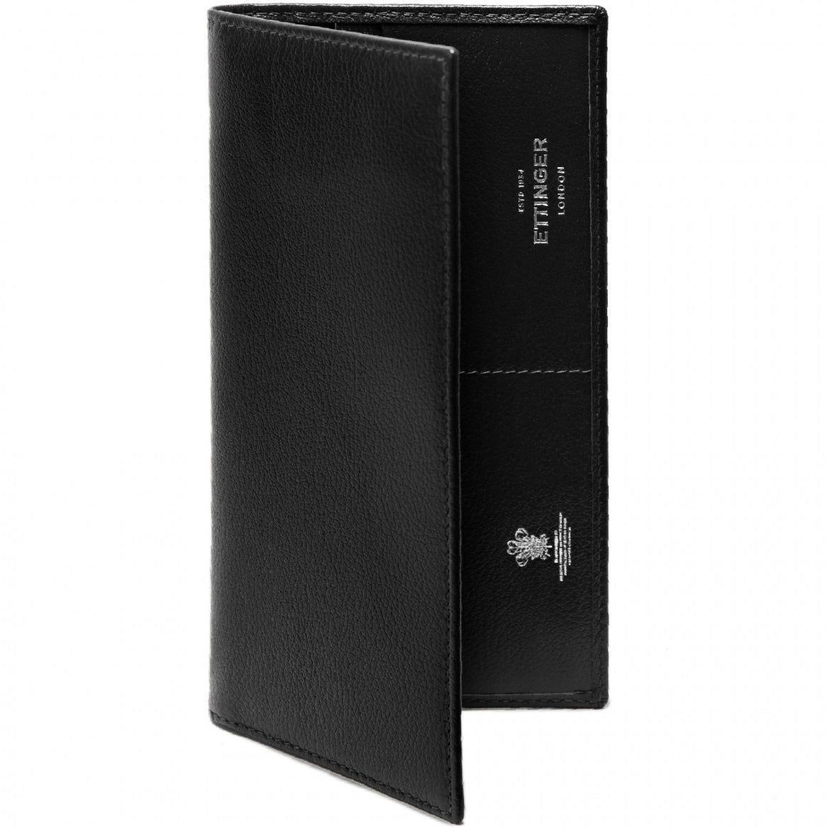 Ettinger Capra Long Wallet with Zippered Pocket Black made of Goat Leather