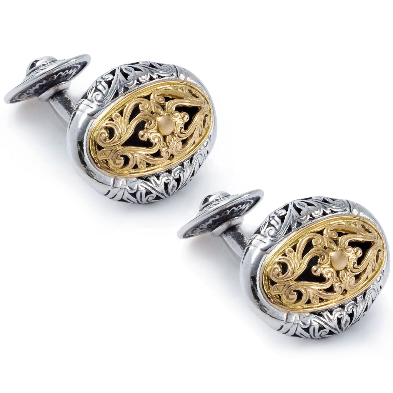 Konstantino Men's Sterling Silver & 18k Gold Oval Cufflinks