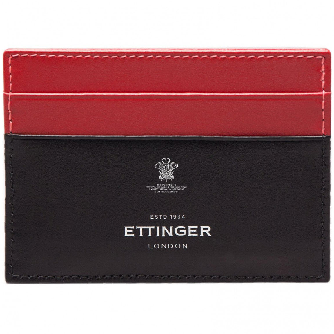 Ettinger Sterling Flat Leather Credit Card Holder, Red and Black