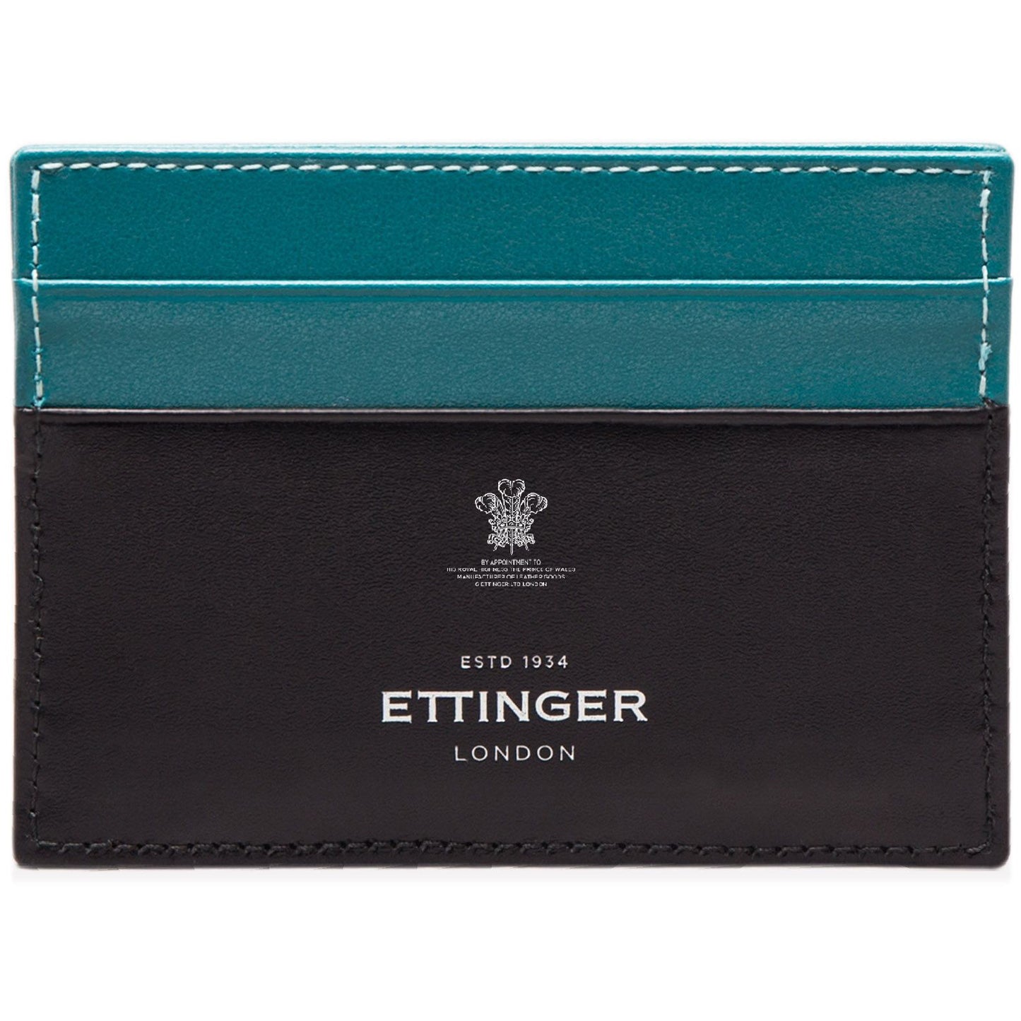 Ettinger Sterling Flat Credit Card Case, Turquoise and Black