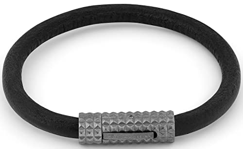 Tateossian Men's Diamond Giza Gunmetal Clasp Leather Bracelet