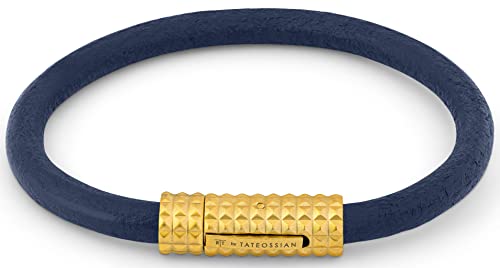 Tateossian Men's Diamond Giza Yellow Gold Clasp Leather Bracelet