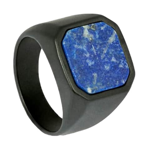 Tateossian Ceramic Signet Ring with Lapis, Blue