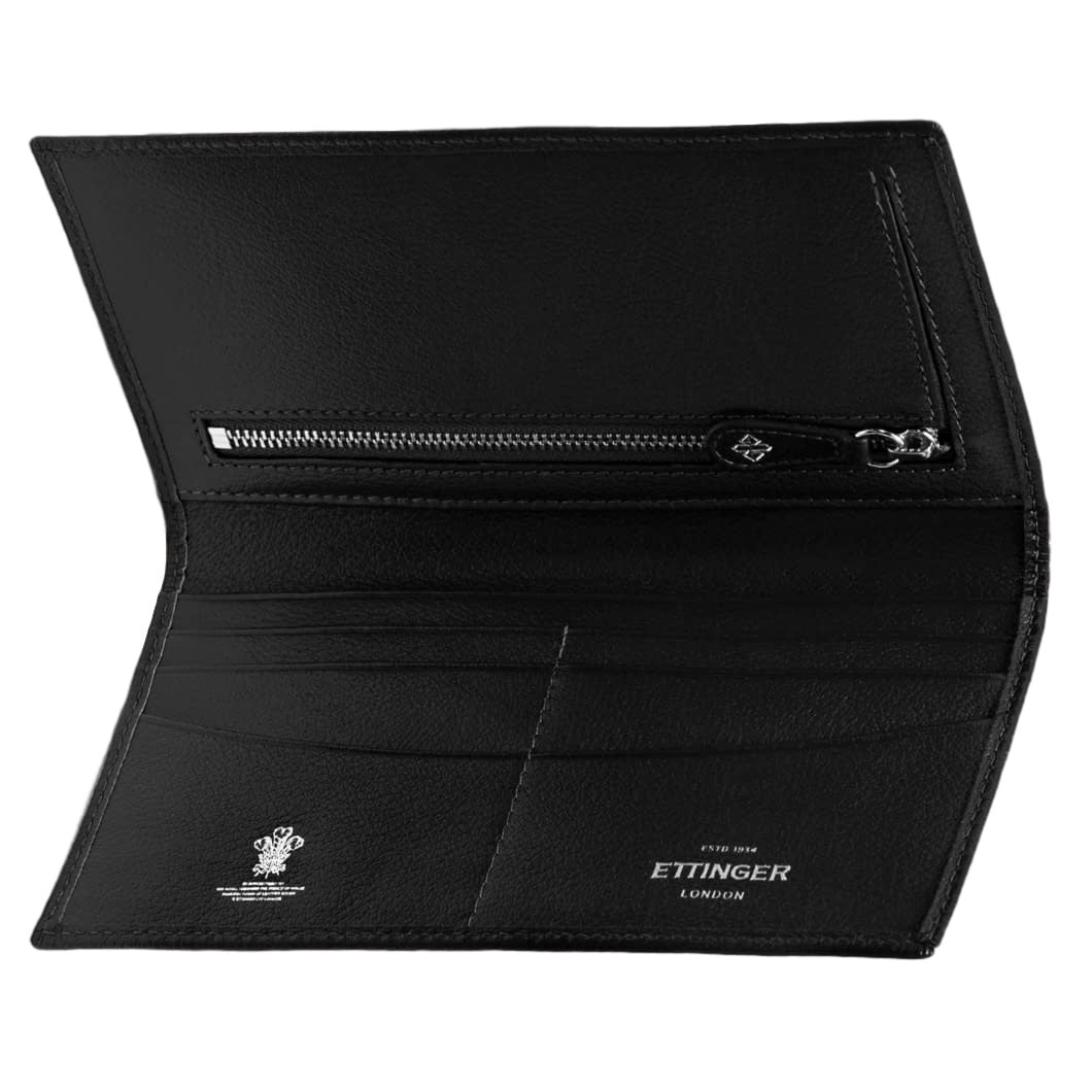 Ettinger Capra Long Wallet with Zipped Pocket. Black  made of Goat Leather