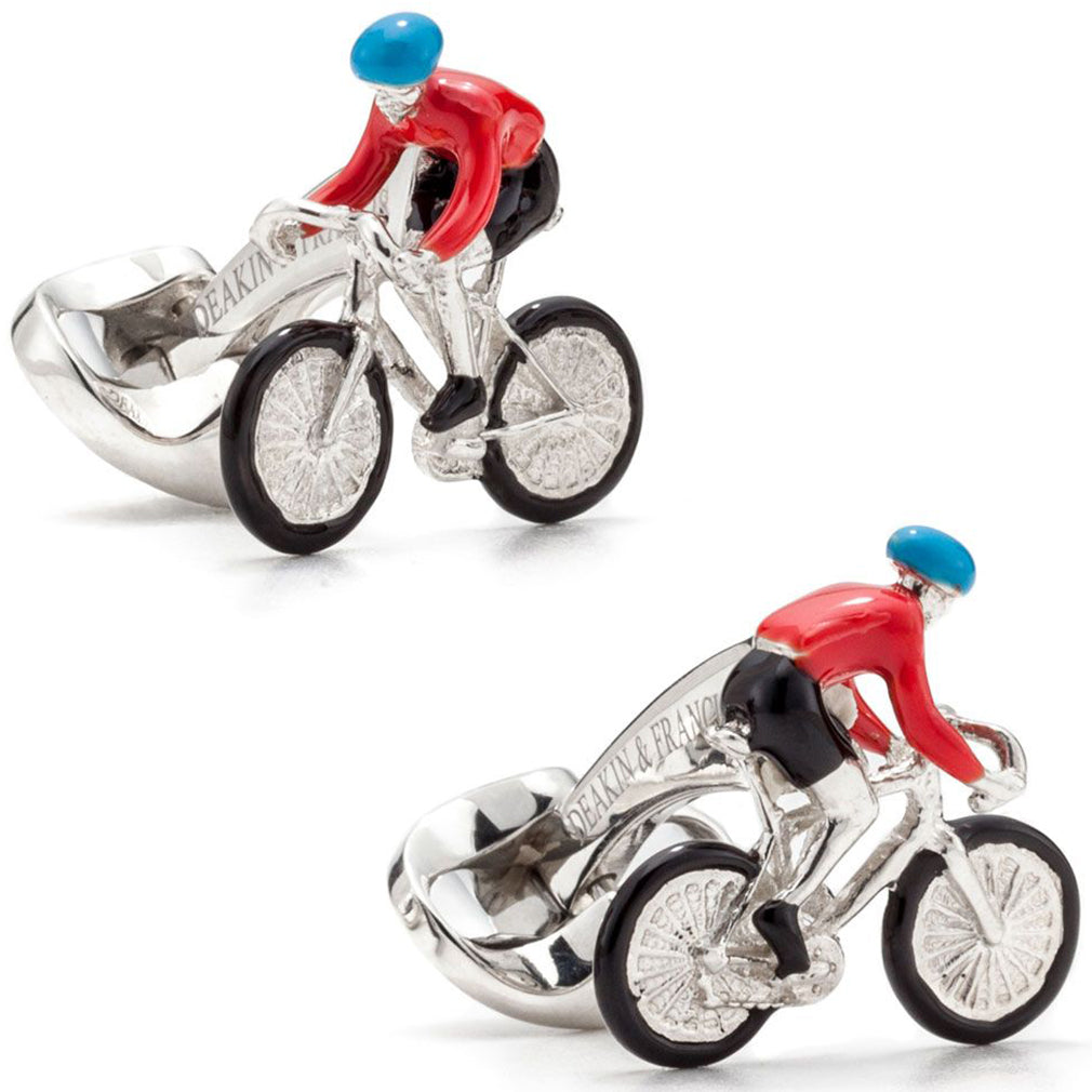 Deakin and Francis Rider and Bike Cufflinks, Sterling Silver
