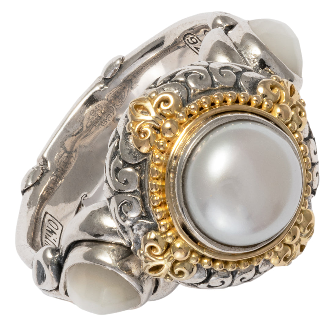 Konstantino Muse Collection Silver and Gold Round Pearl Ring – Meierotto  Jewelers