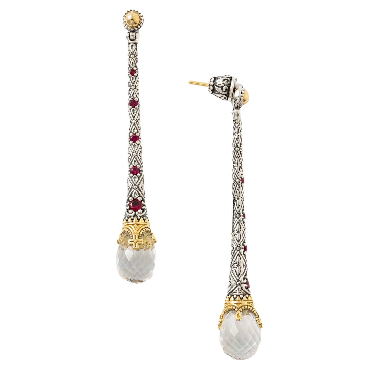 Konstantino Corundum Drop Earrings, Silver