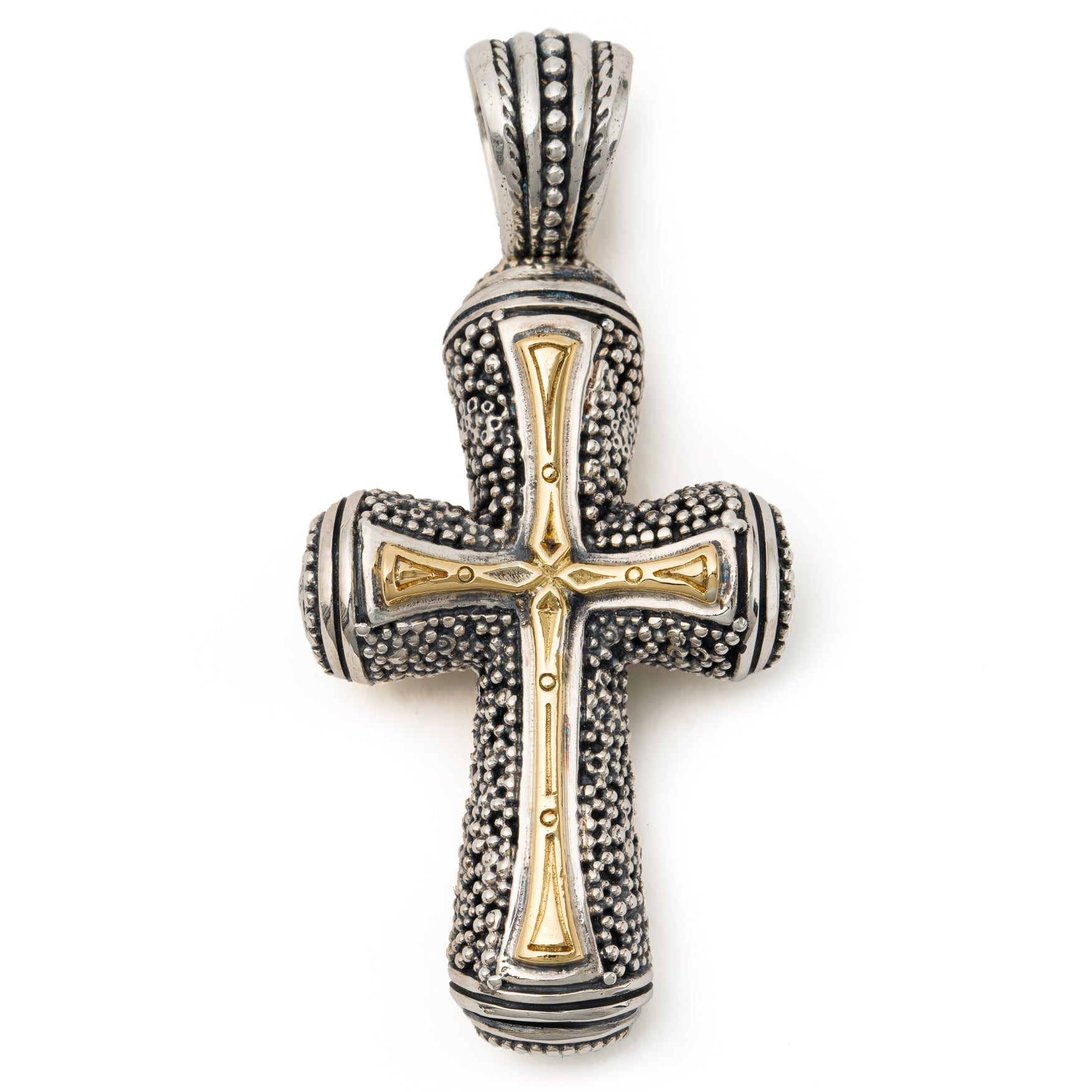 Konstantino Men's Sterling Silver, 18K Gold Cross Pendant, Stavros  Collection