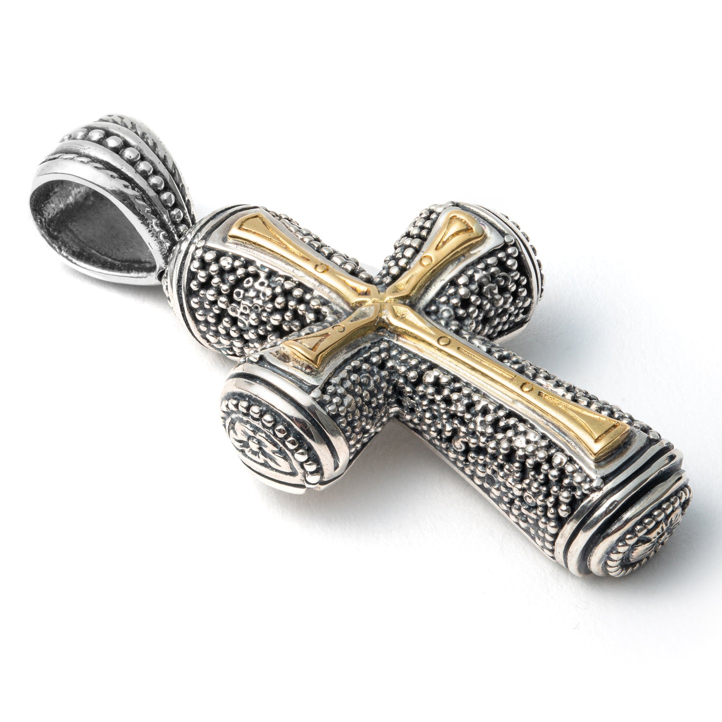 Konstantino Men's Sterling Silver, 18K Gold Cross Pendant, Stavros Collection
