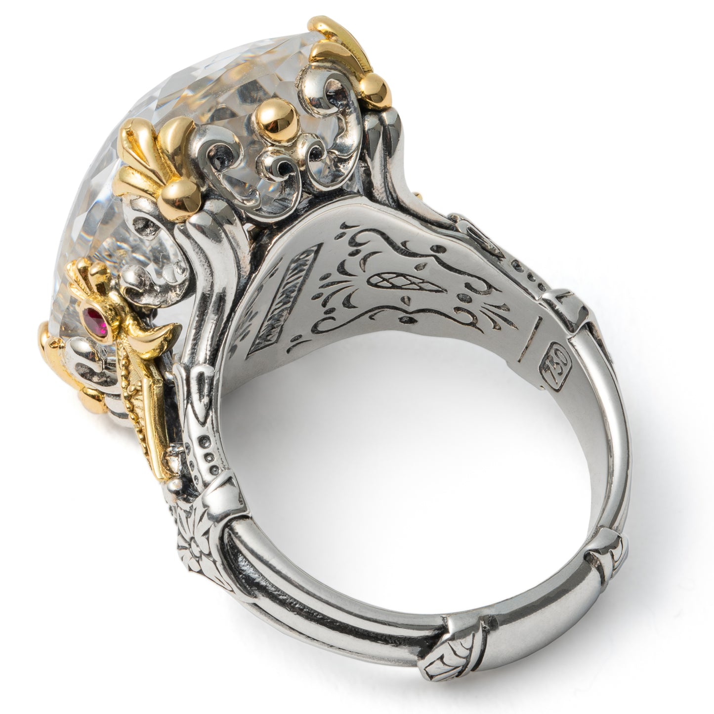 Konstantino Women's Sterling Silver, 18K Gold Ring, Gemstone Crystal, Corundrum, Pythia Collection