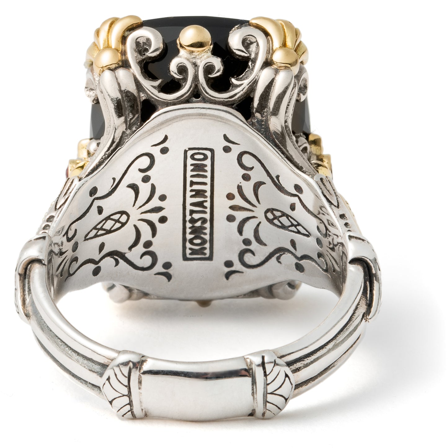 Konstantino Women's Sterling Silver, 18K Gold Ring. Gemstone Onyx, Corundrum, Calypso Collection