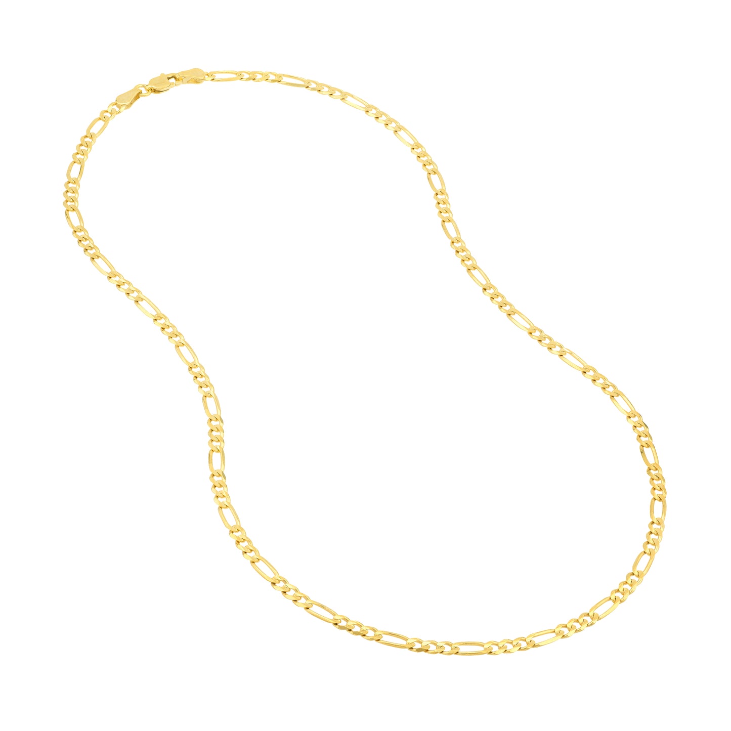 14k Gold Cuban Link Chain Figaro Necklace, 22 Inch, 8.5 gr and 24 Inch, 9.3 gr