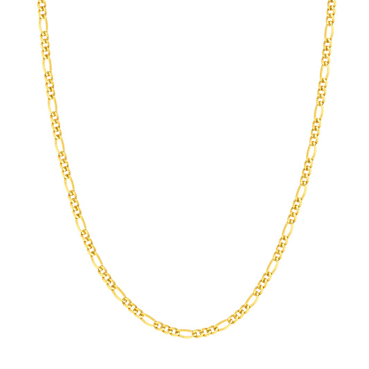 14k Gold Cuban Link Chain Figaro Necklace, 22 Inch, 8.5 gr and 24 Inch, 9.3 gr
