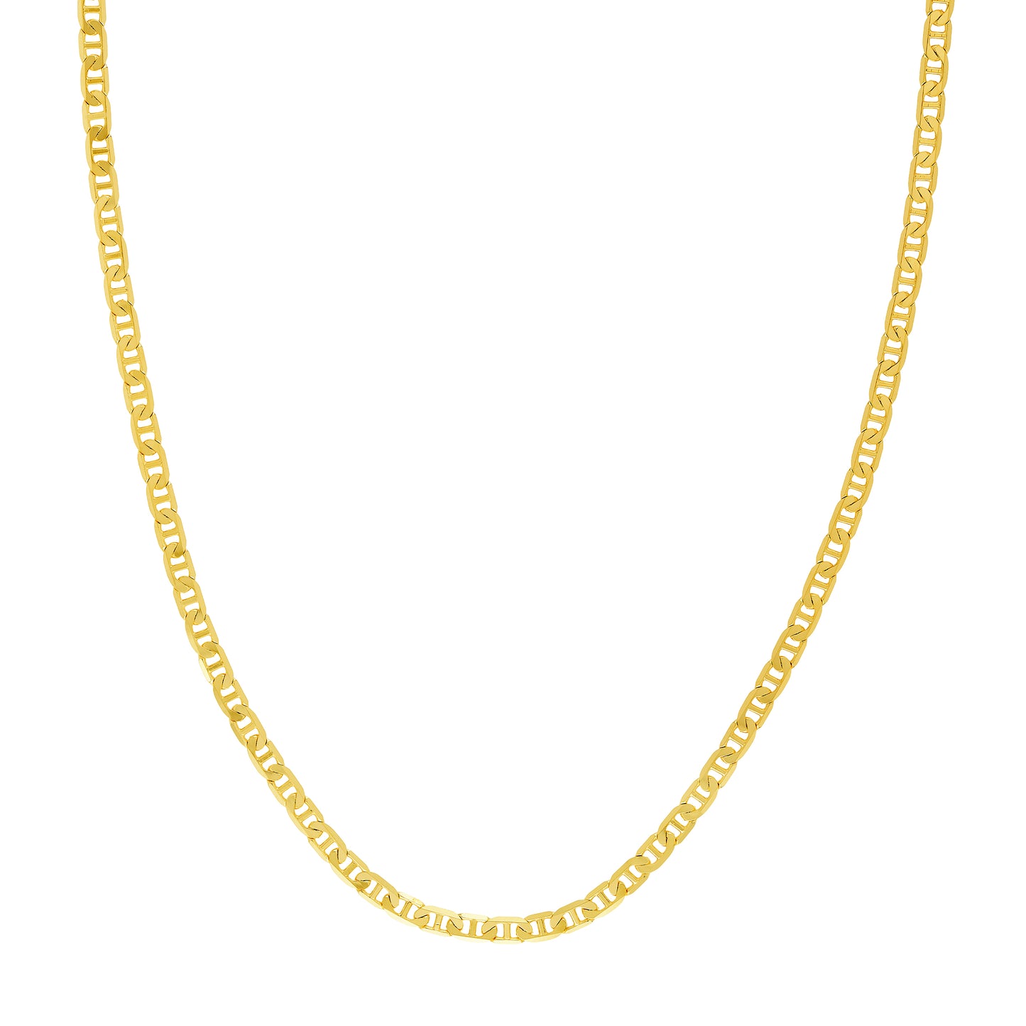 14k Gold Cuban Chain Link Mariner Necklace, 22 Inch and 24 Inch, 3.70 MM
