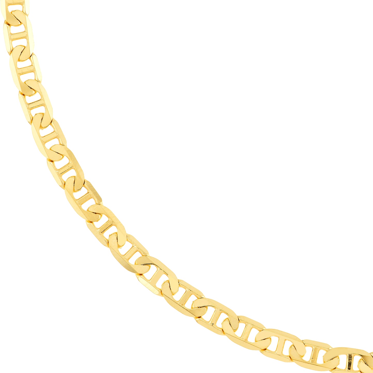 14k Gold Cuban Chain Link Mariner Necklace, 22 Inch and 24 Inch, 3.70 MM