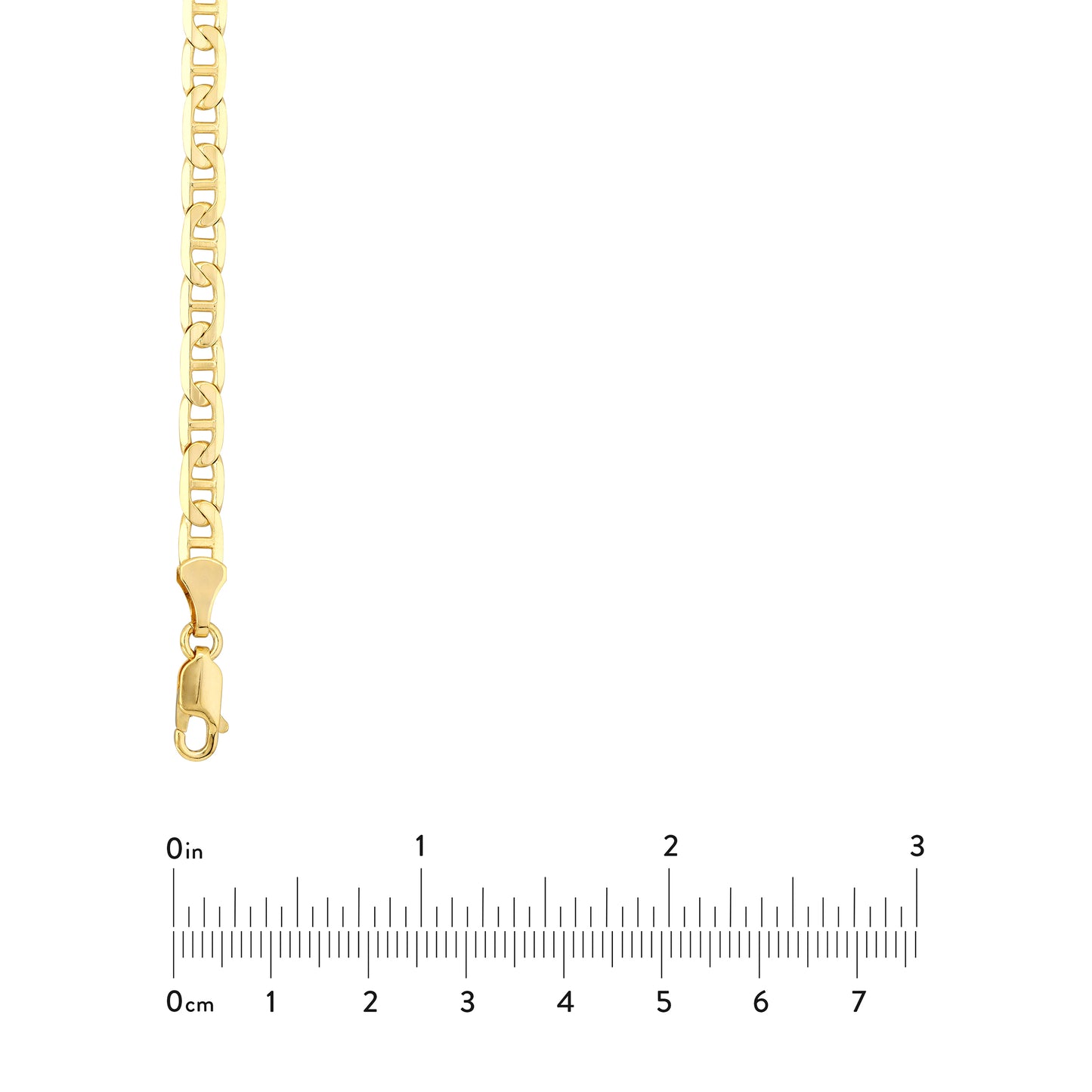 14k Gold Cuban Chain Link Mariner Necklace, 22 Inch and 24 Inch, 3.70 MM