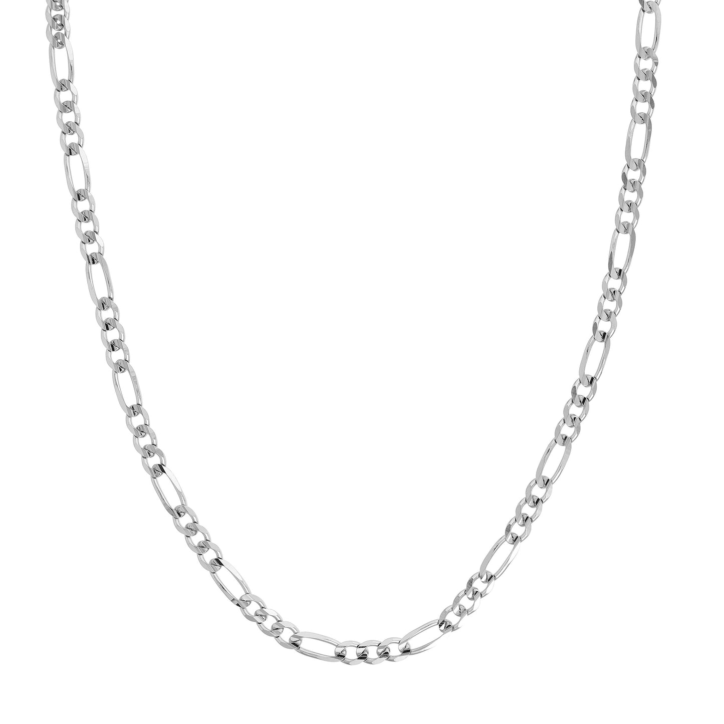 Sterling Silver Figaro Cuban Chain Link Necklace, 4.75mm, 24 Inch Length