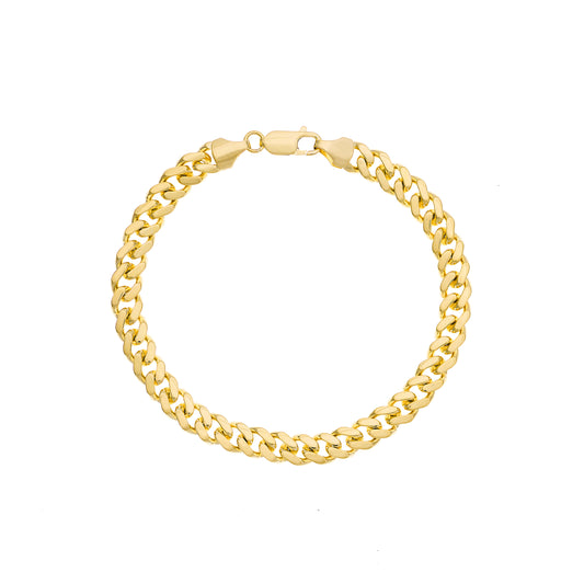 14k Gold Miami Cuban Chain Link Bracelet, 8.5 Inches