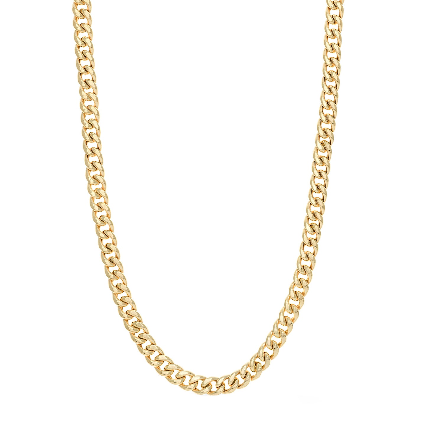 14k Gold Light Miami Cuban Chain Link Necklace, 24 and 26 Inch, 10.55 MM Width