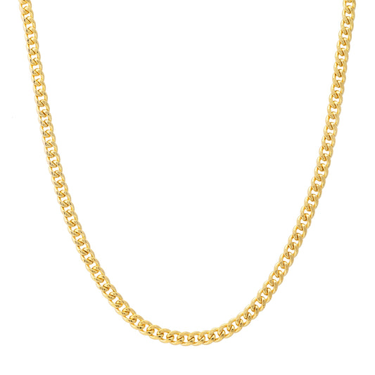 14k Gold Light Miami Cuban Chain Link Necklace, 24 and 26 Inch, 10.55 MM Width