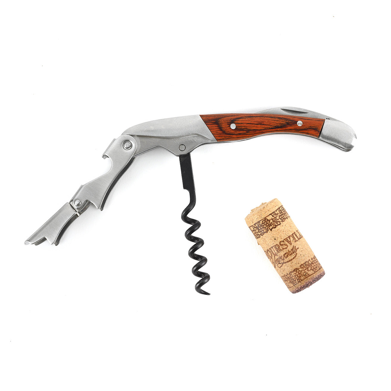 Moore and Giles Corkscrew Sleeve with Wine Key, Modern Saddle Brown Corkscrew