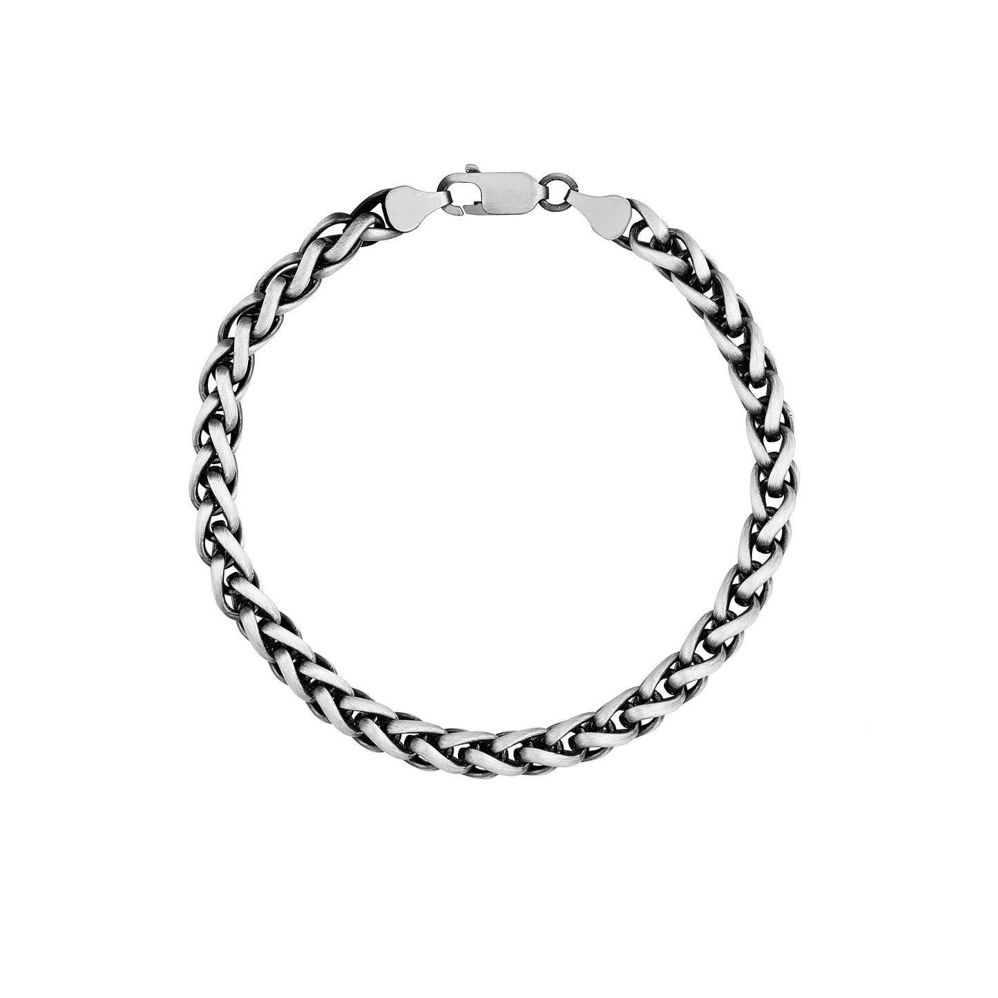 Oxidized Sterling Silver Round Wheat Chain Bracelet, 9 inches