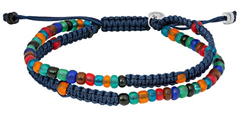 Vetro Recycle Bracelet in Navy Thread with Multi Colored Recycled Glass