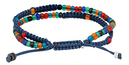 Vetro Recycle Bracelet in Navy Thread with Multi Colored Recycled Glass