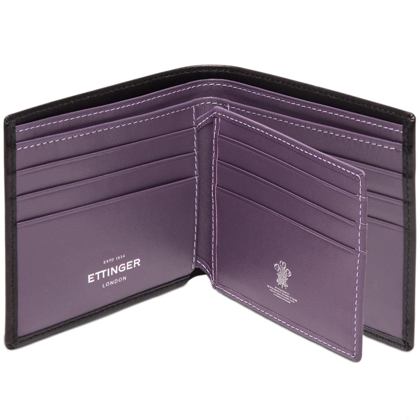 Ettinger Sterling Collection Billfold with 12 Credit Card Slips, Black/Purple