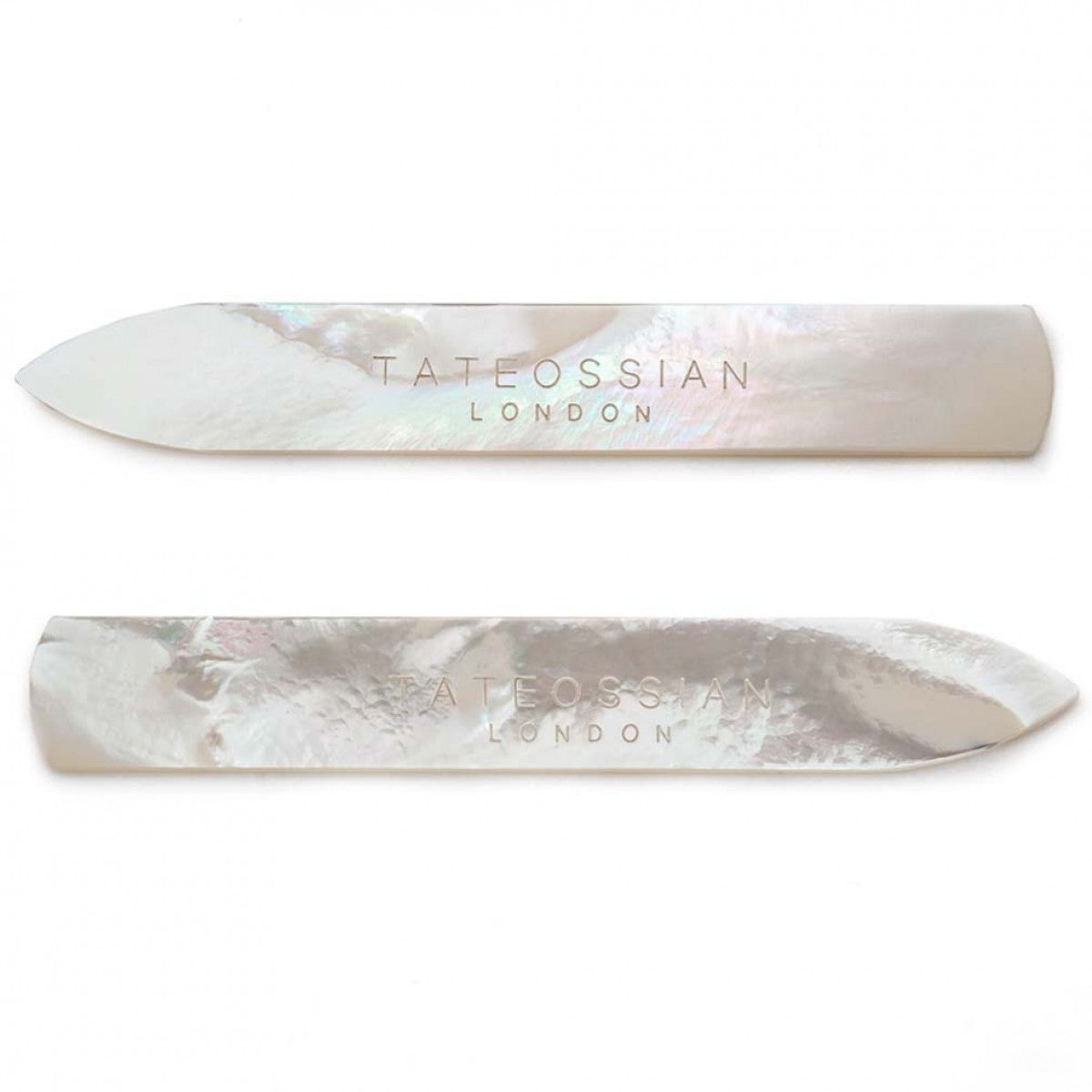 Tateossian Classic Metal Collar Stays in White Mother of Pearl