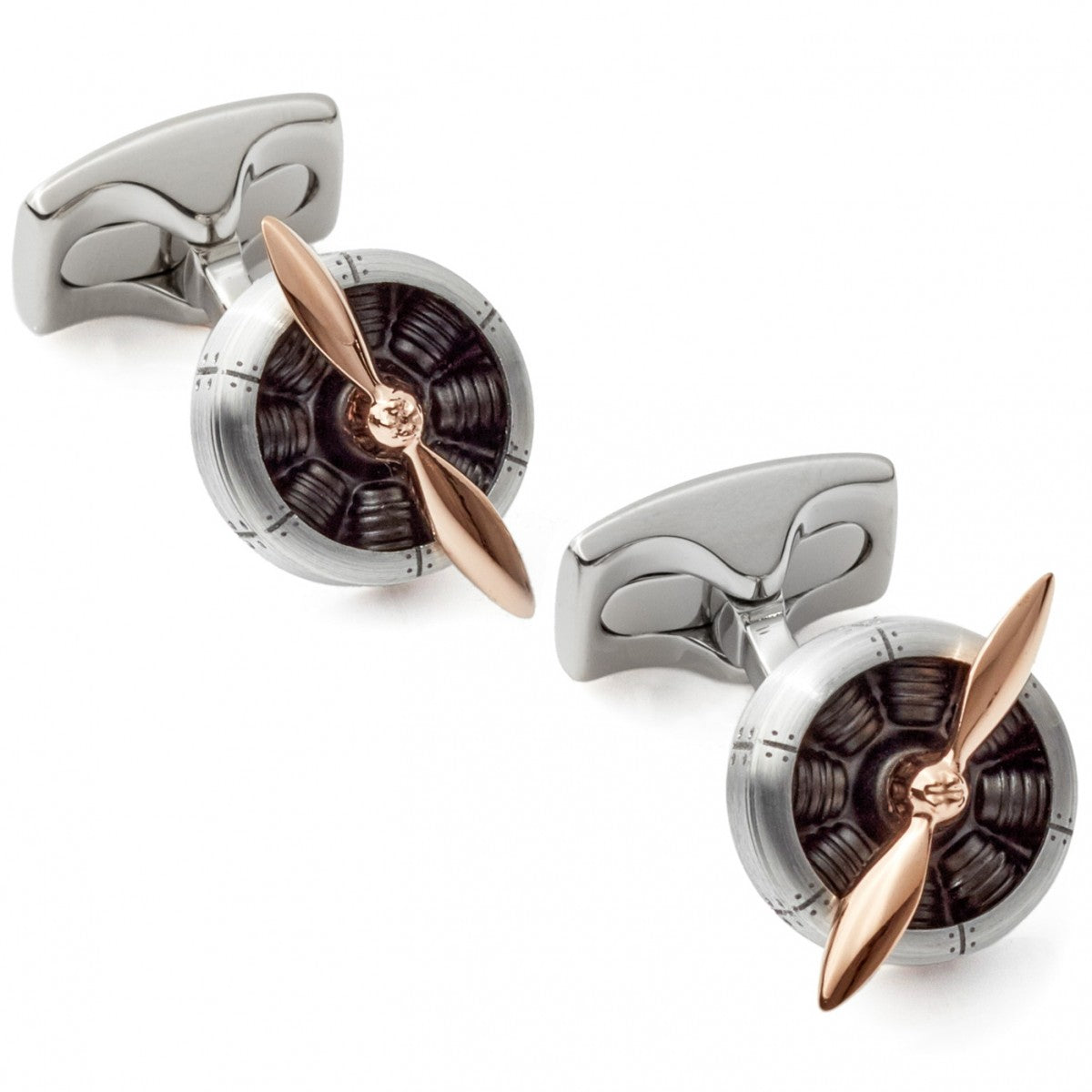 Deakin and Francis Fundamentals Mechanicals Sop with Engine in Rose Gold Cufflinks