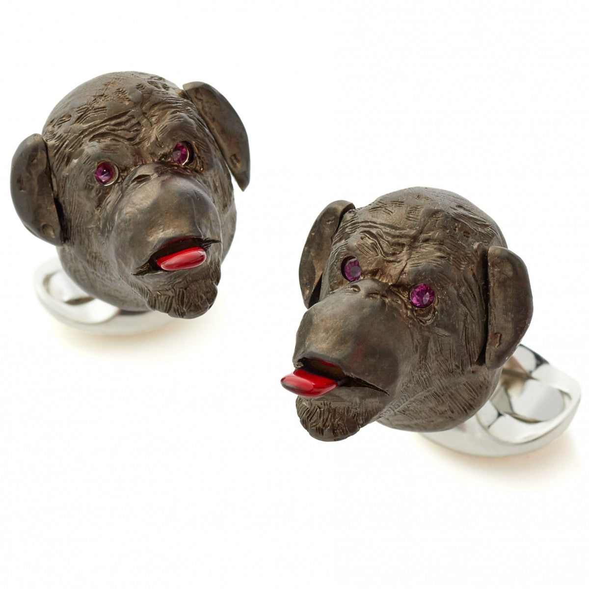 Deakin and Francis Sterling Silver Gold Plated Cheeky Monkey Cufflinks with Ruby Eyes