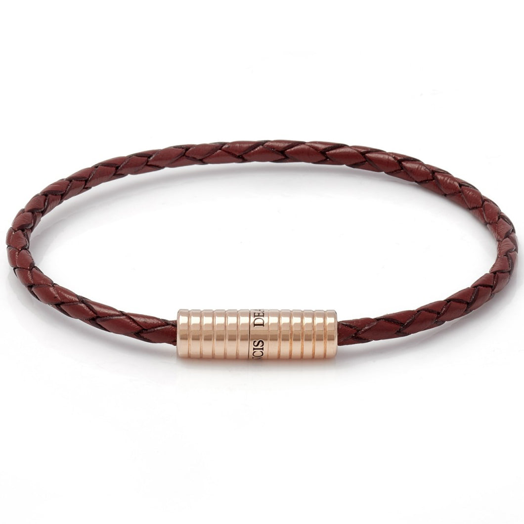 Deakin & Francis Woven Leather Bracelet, Brown, Length 7 inches