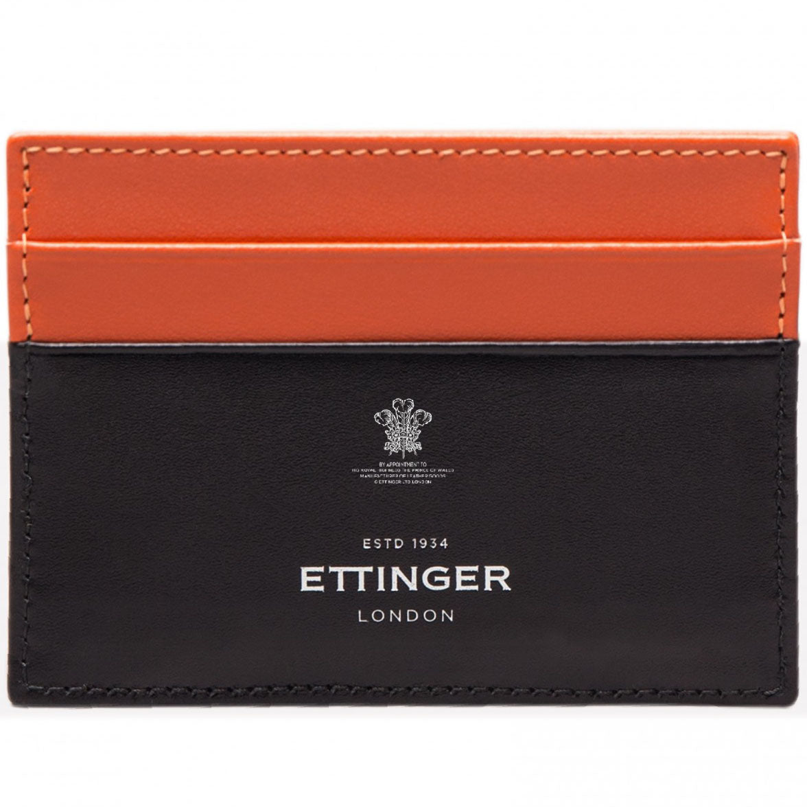 Ettinger Men's Sterling Flat Credit Card Case, Orange and Black