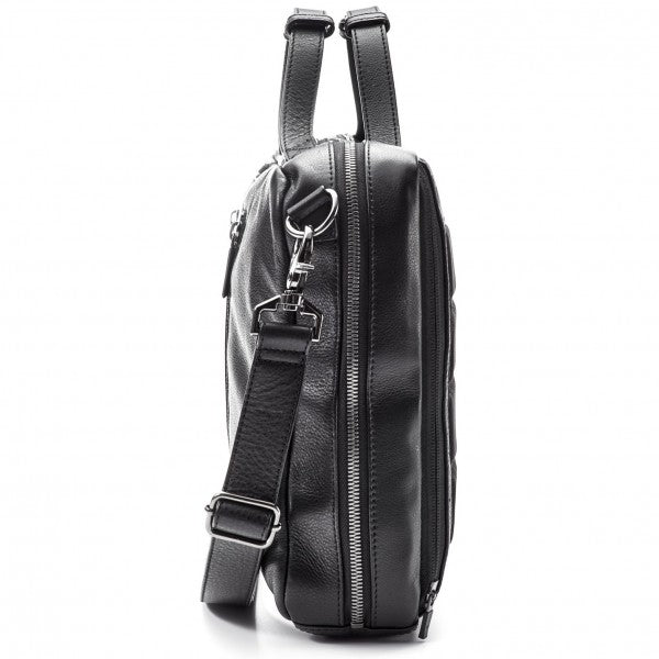 Hook and Albert Men's Leather 3 Way Multipurpose Bag, Black