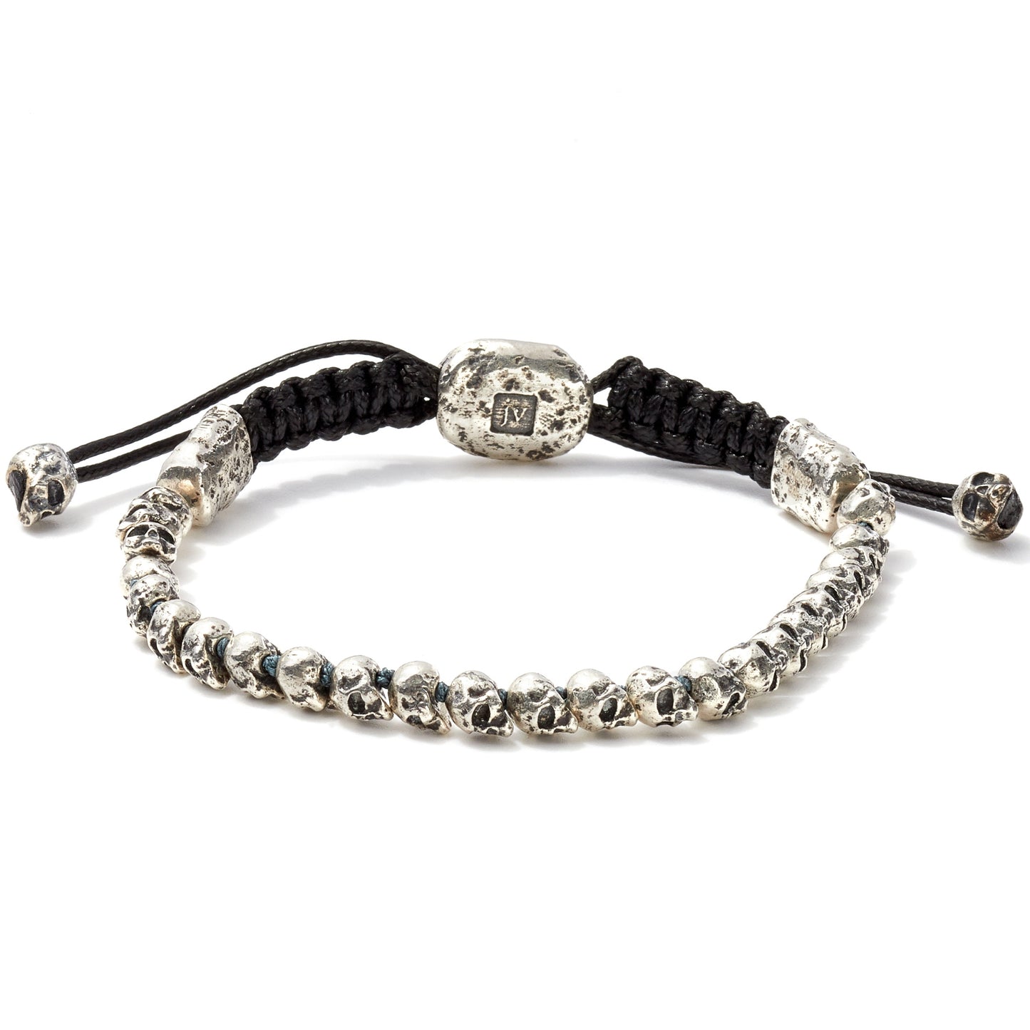 John Varvatos Beaded Silver Skull Bracelet