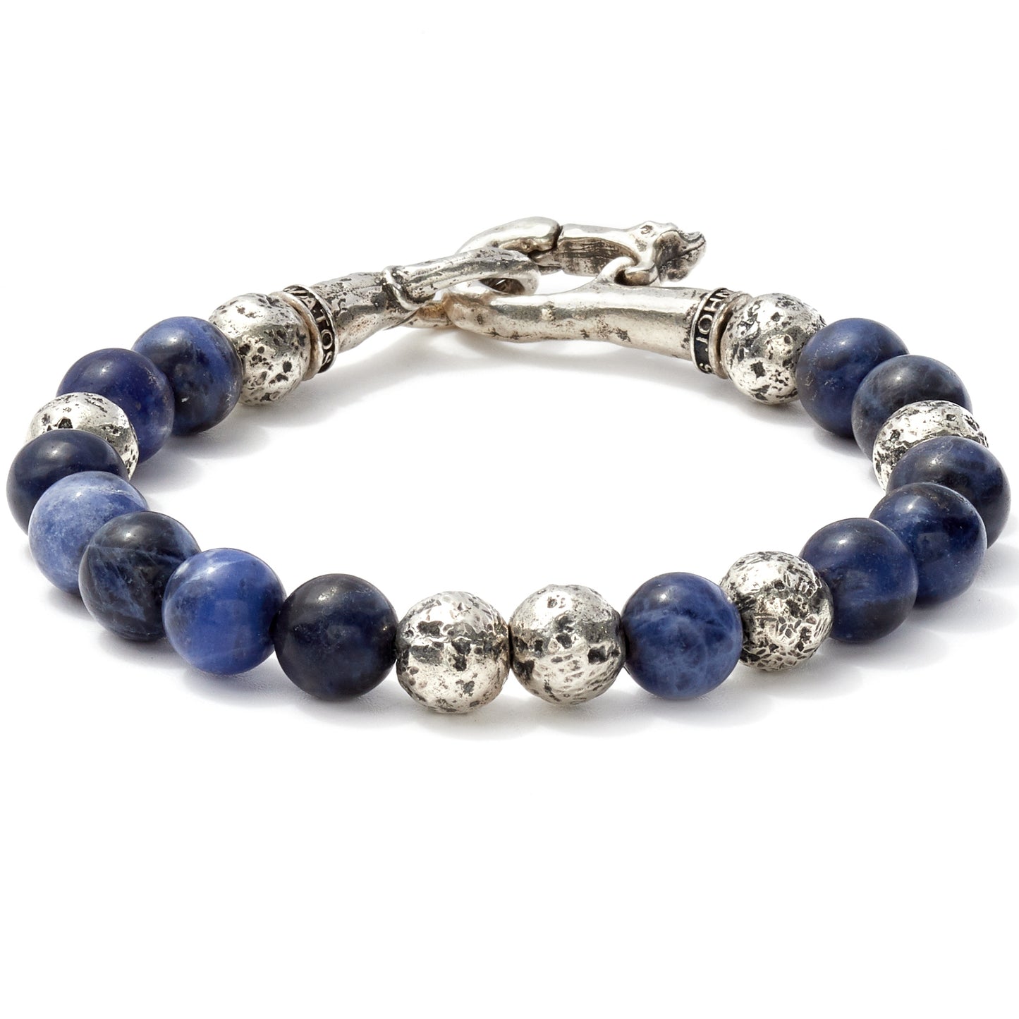 John Varvatos Artisanal Silver and Sodalite Beaded Bracelet