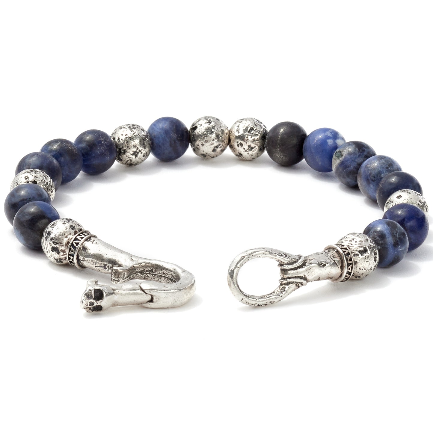 John Varvatos Artisanal Silver and Sodalite Beaded Bracelet