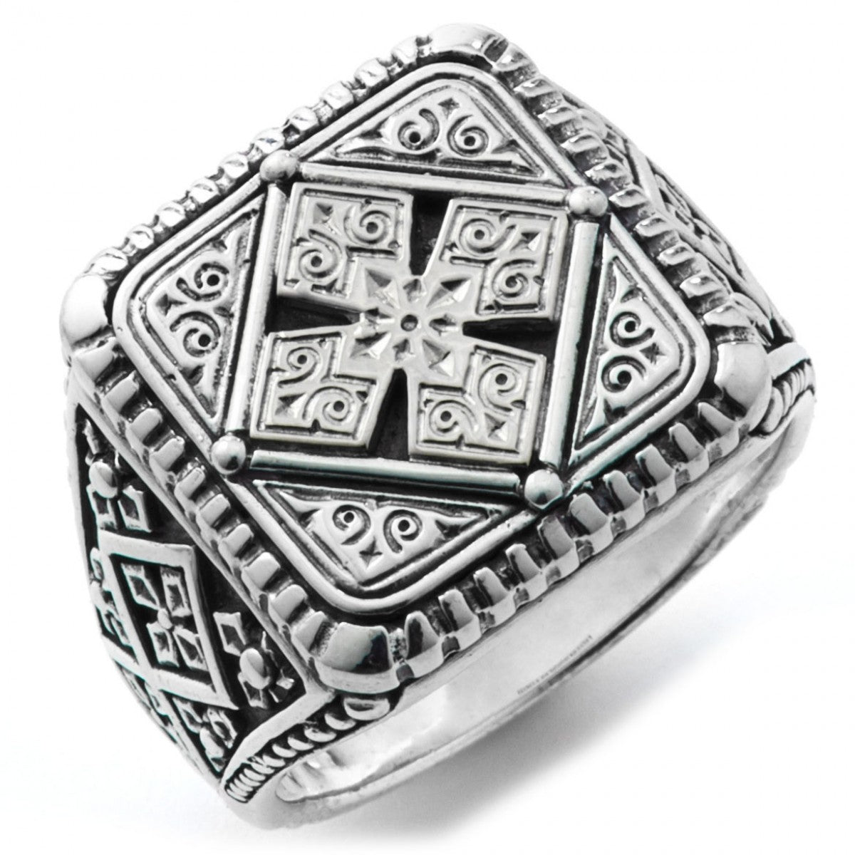 Konstantino Men's 925 Sterling Silver Square Maltese Ring